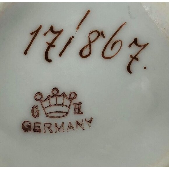 Greiner Herda Bavarian Creamer Small Pitcher Germany Pink Roses Porcelain 8oz - Picture 9 of 10